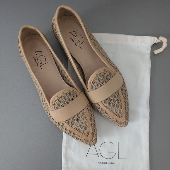 *New* AGL Attilio "Blanca Plots" Pointed Toe Loafer, Beige, Size 38 - Picture 5 of 8